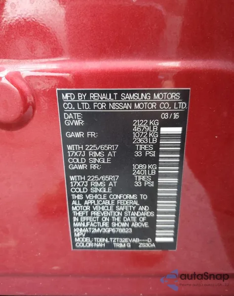 2016 Nissan Rogue S from USA, damaged, VIN KNMAT2MV3GP678823